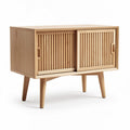Wooden storage cabinet with sliding doors and tapered legs 60 x 40 x 45cm
