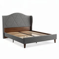 Upholstered bed frame with diamond stitching and wooden slats 200 x 160 x 100cm