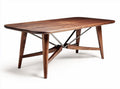 Wooden dining table with metal support in walnut finish 180 x 90 x 75cm