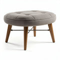 Fabric ottoman footrest with wooden legs 80 x 80 x 40cm in light grey